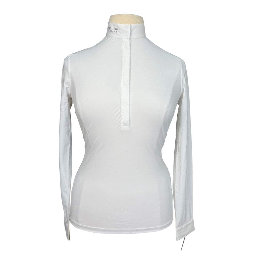 Cavalleria Toscana Jersey L/S Show Shirt w/Mesh Insert in White