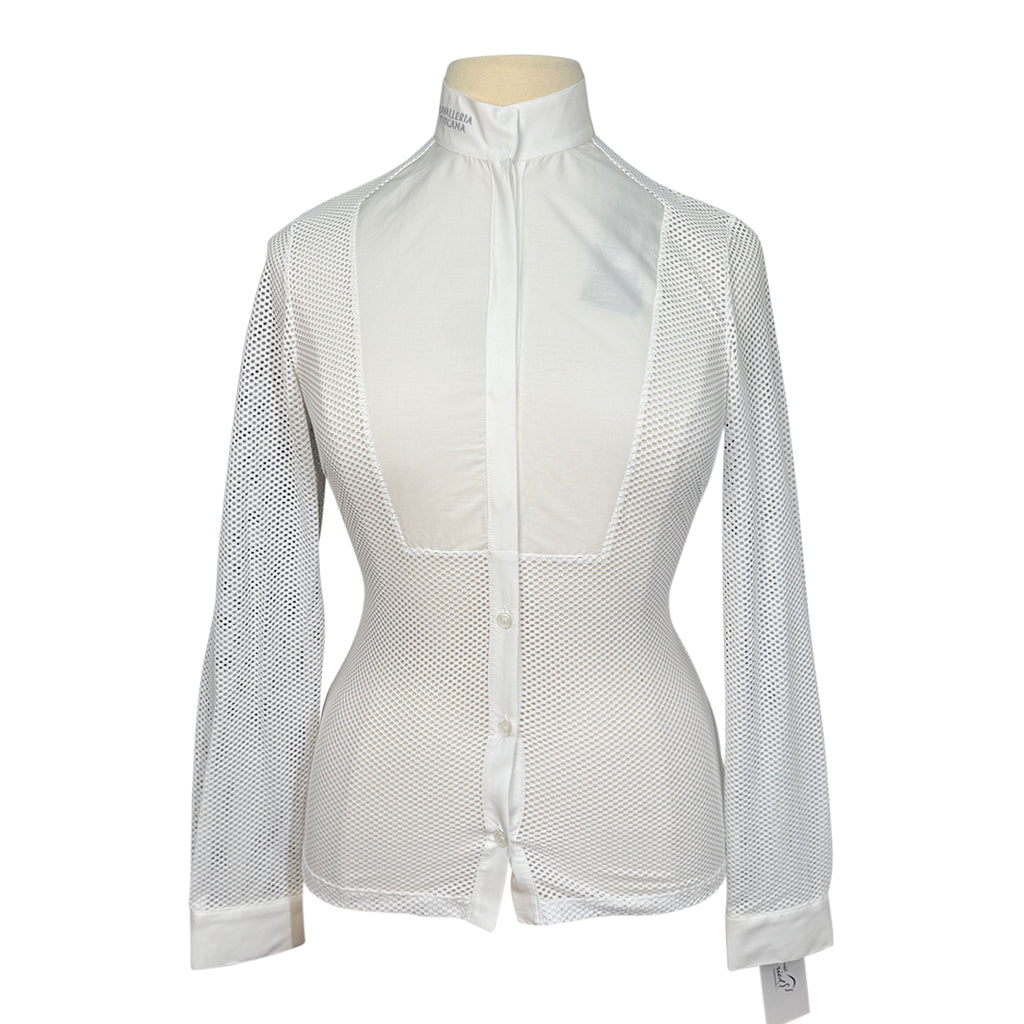 Cavalleria Toscana Perforated Jacquard L/S Competition Shirt w/Bib in White