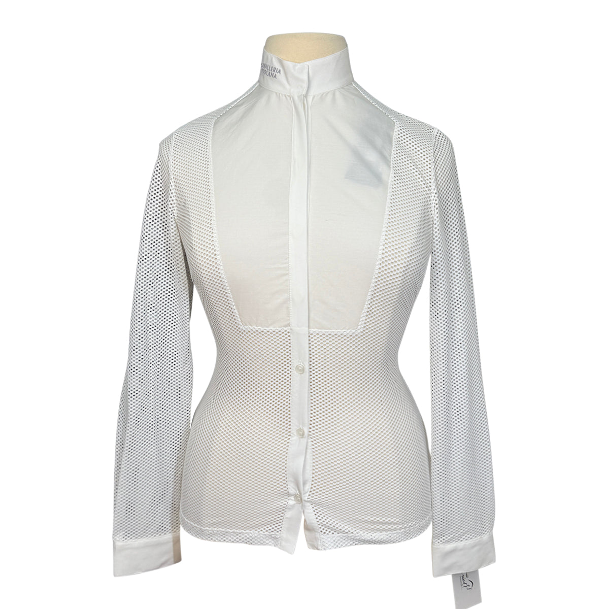 Cavalleria Toscana Perforated Jacquard L/S Competition Shirt w/Bib in White