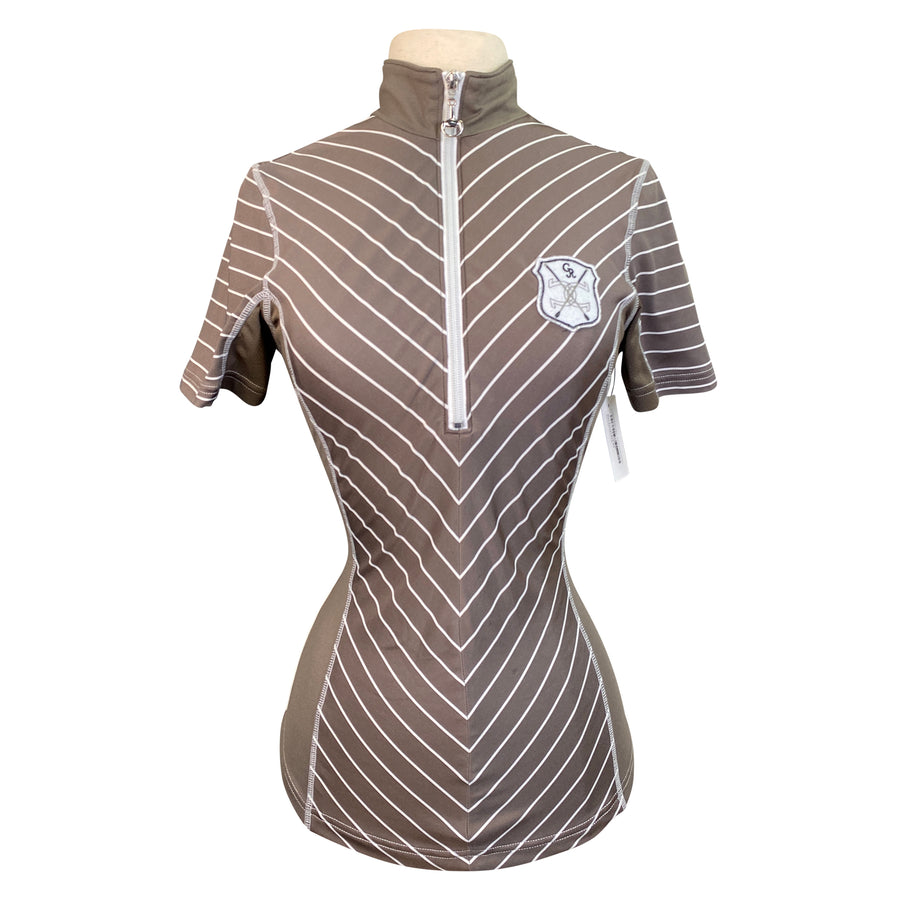 Goode Rider 'Ideal' Polo in Taupe/Stripes 