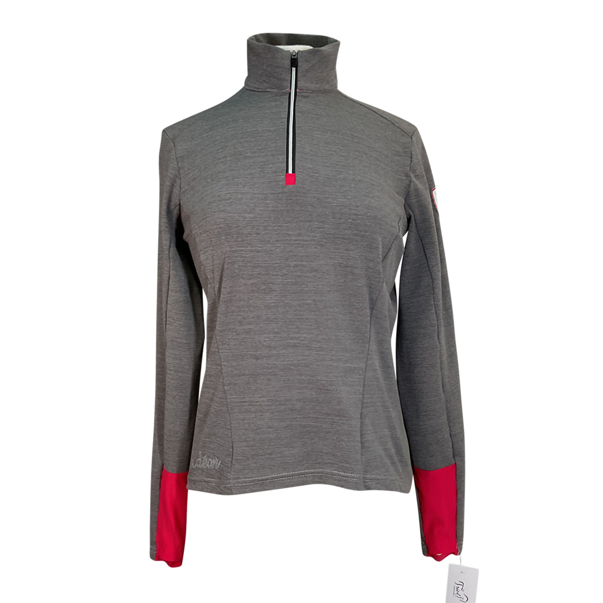 Irideon 'Thermaluxe' Quarter Zip Top in Grey/Pink