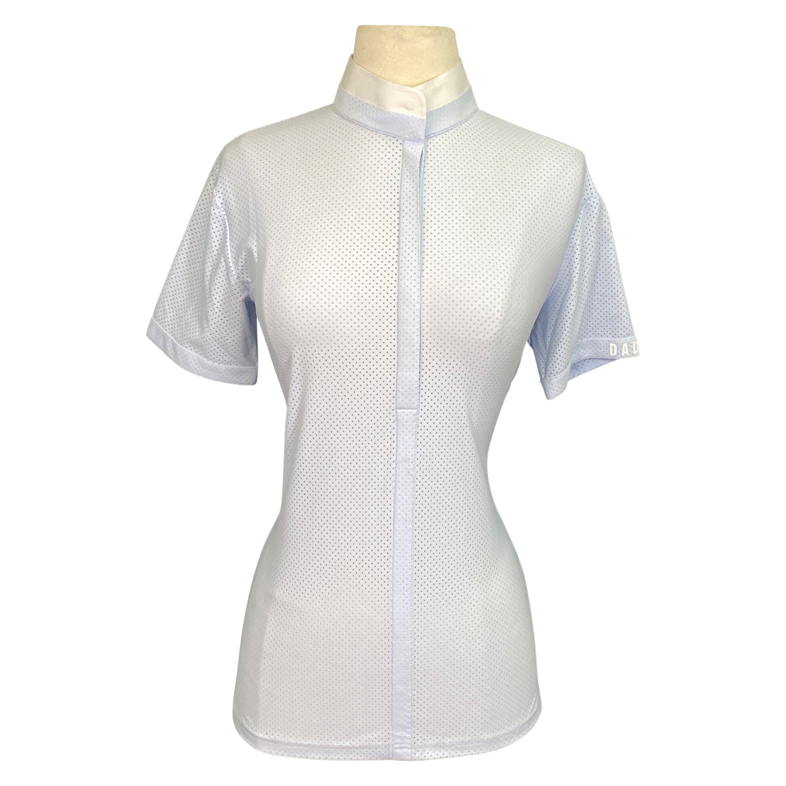 Light blue perforated equestrian polo.
