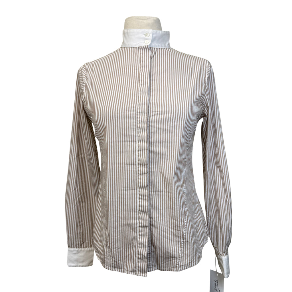 Callidae 'The Show' Shirt in Beige/White Stripes