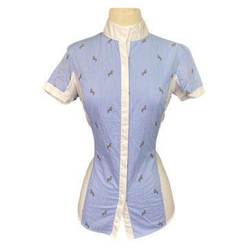 Equiline 'Judi' Short Sleeve Show Shirt in Sky Blue/White