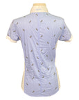 Back of Equiline 'Judi' Short Sleeve Show Shirt in Sky Blue/White