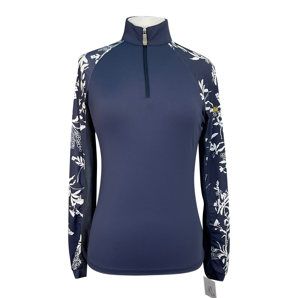 Front of Kastel Signature Sun Shirt in Navy Floral - Women's Small