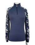 Front of Kastel Signature Sun Shirt in Navy Floral - Women's Small