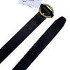 Leather Belt w/ Ring Buckle in Black - Women's Small