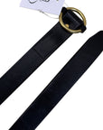 Leather Belt w/ Ring Buckle in Black - Women's Small