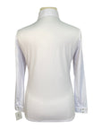 Èce Equestrian Long Sleeve Show Shirt in White/ Blue Collar