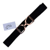 Ellany 1.5" Rose Gold Stirrup Belt in Black - One Size
