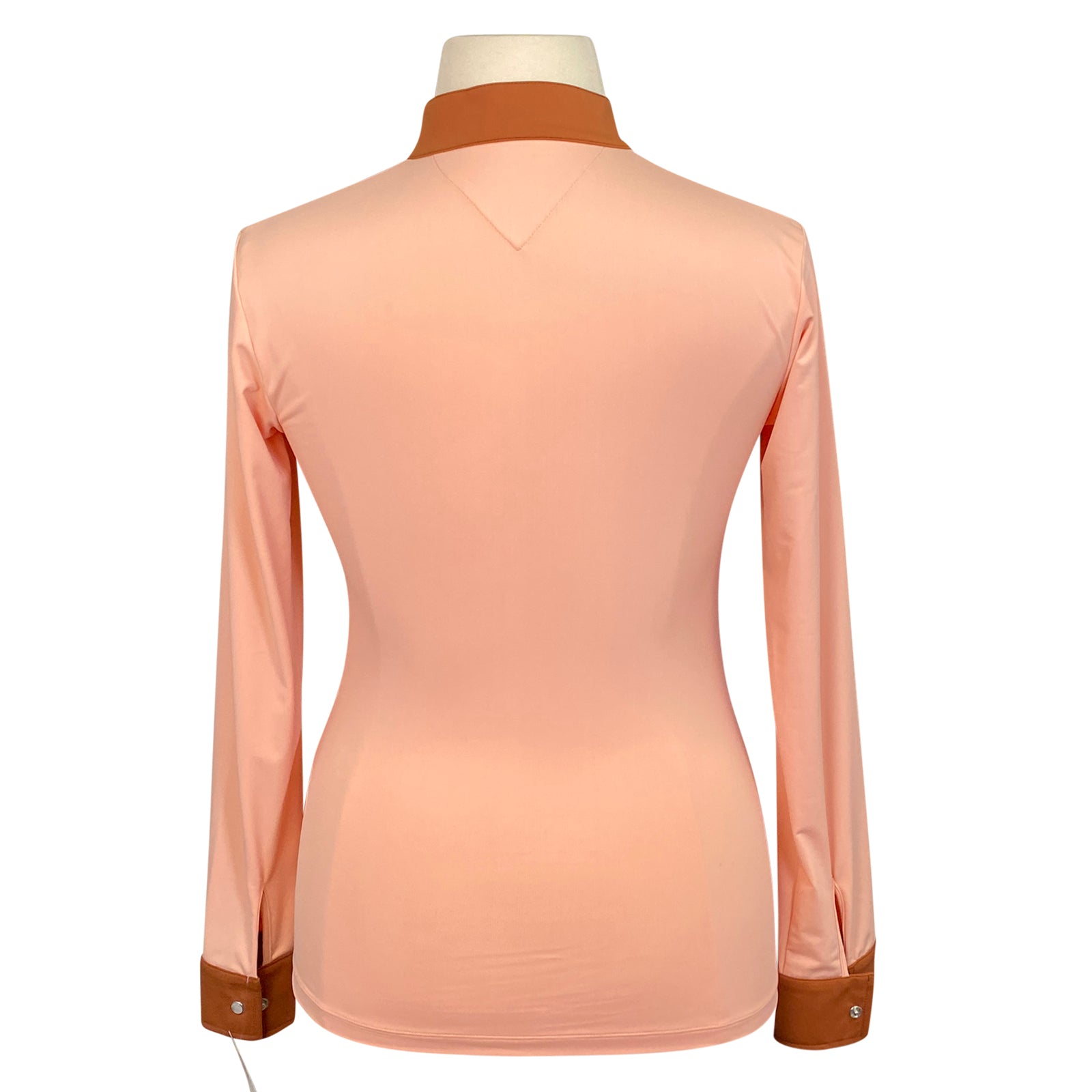 Back of Halter Ego 'Roxana' Riding Shirt  in Coral/Rust