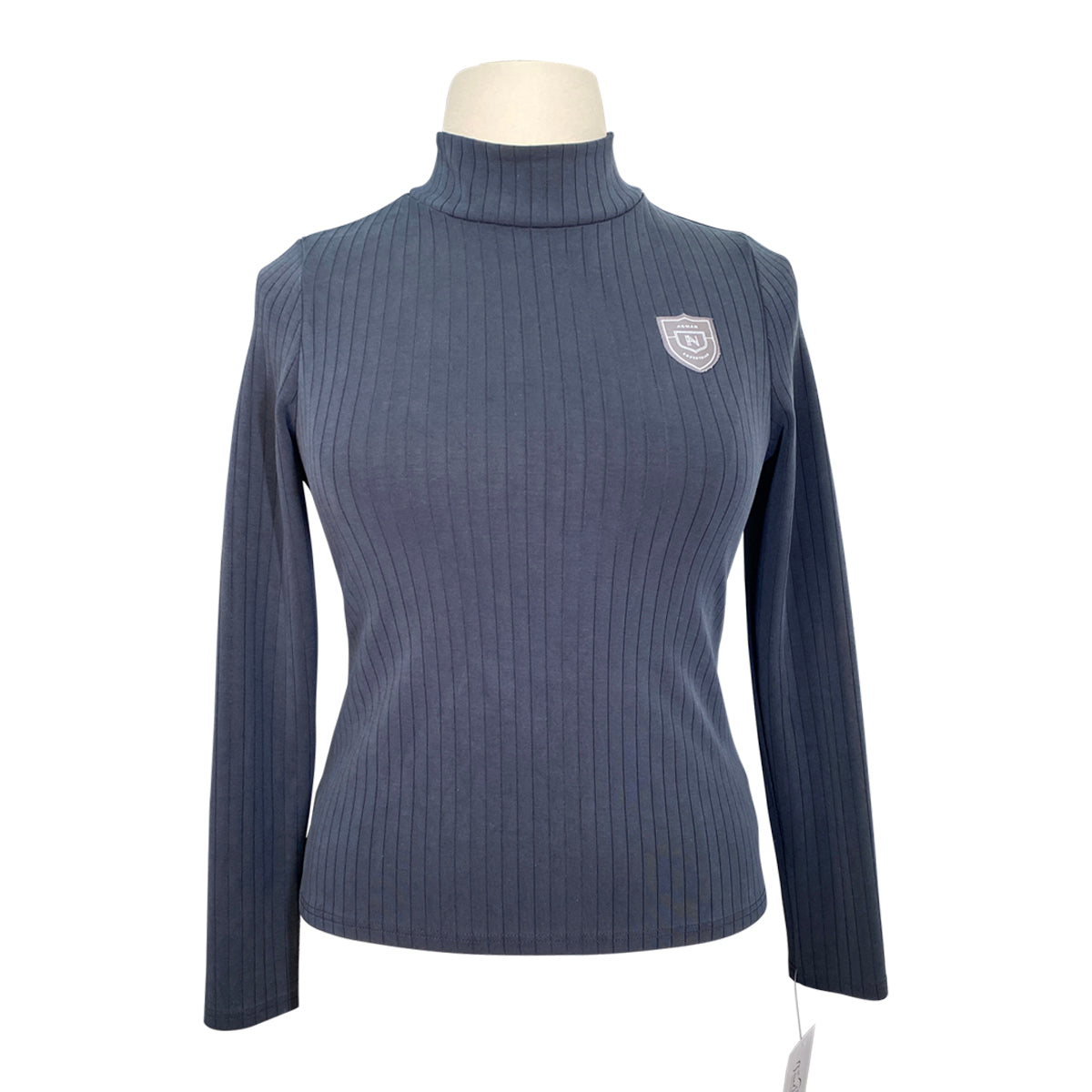 Asmar Equestrian 'Jackie' Ribbed Mockneck in Black/Burgundy