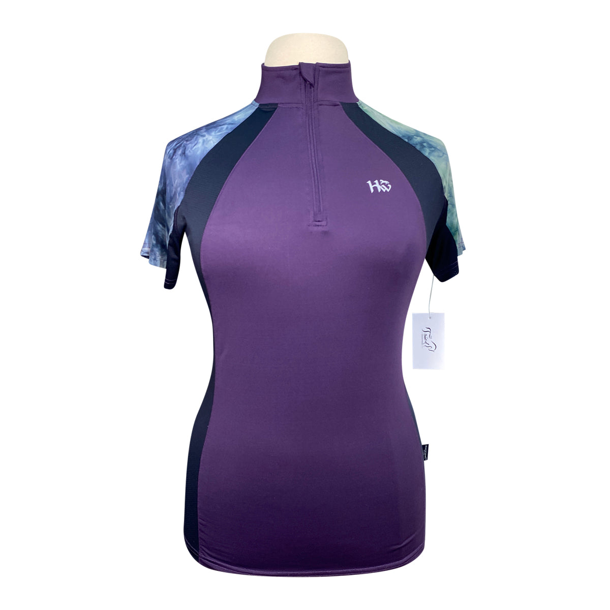Horseware Women's Aveen Half Zip Short Sleeve Tech Top  in Purple/Blue