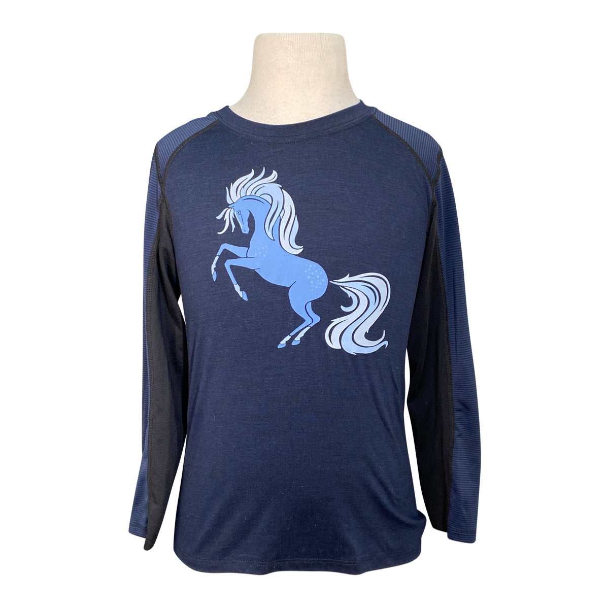 Kerrits Kids 'First Pass' Base Layer Top in Navy/ Sky Blue Horse