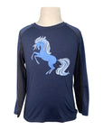 Kerrits Kids 'First Pass' Base Layer Top in Navy/ Sky Blue Horse