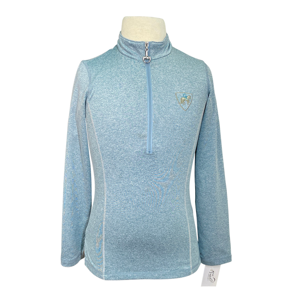 Goode Rider Kids 'Ideal' Long Sleeve Training Top in Light Heathered Blue