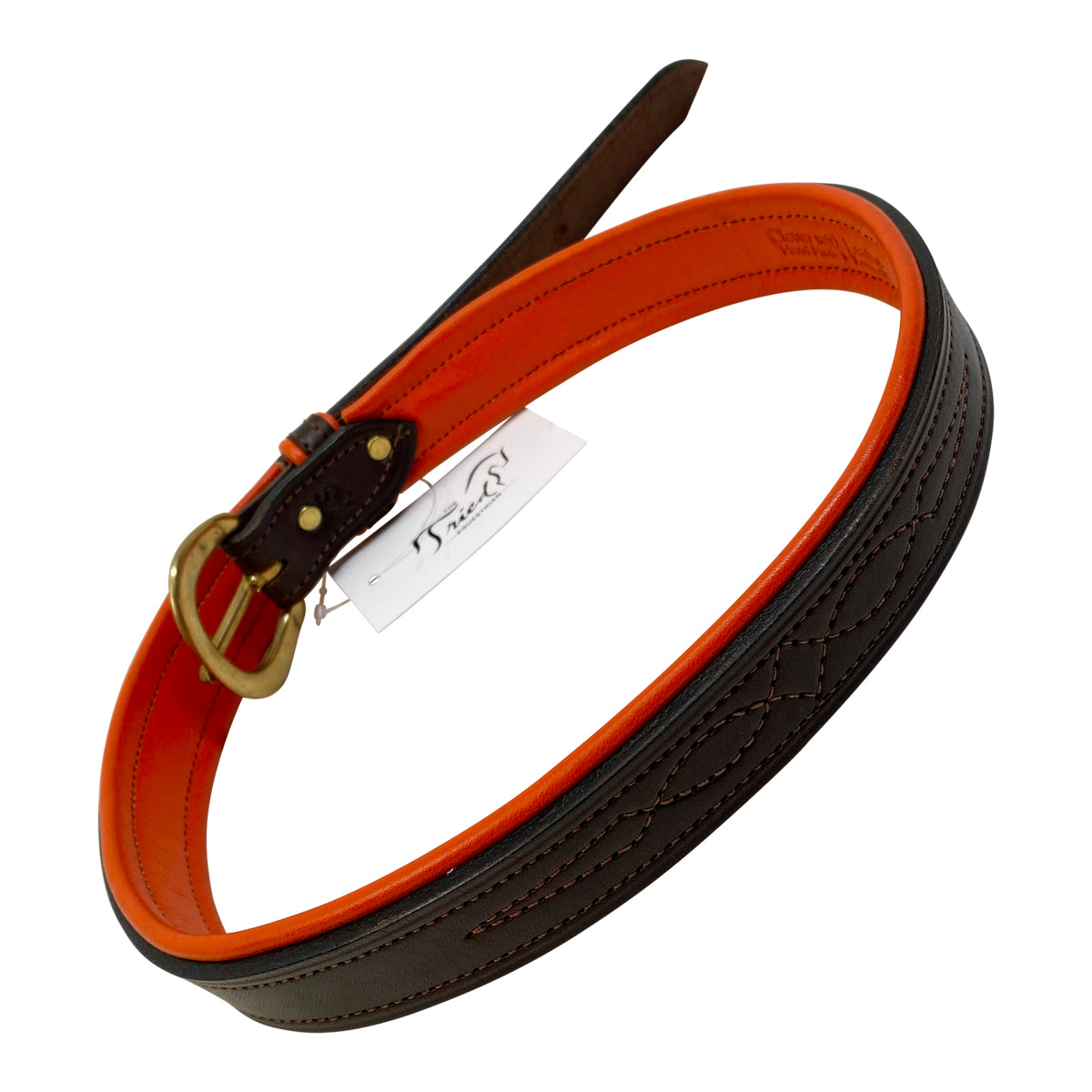 Clever With Leather Lexington Padded Belt in Brown/Orange