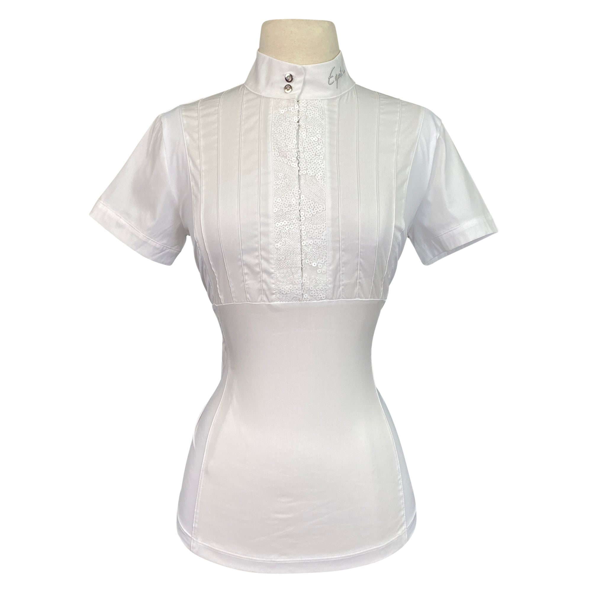 Front of Equiline 'Asia' Competition Shirt in White - Women's IT 44 (US 10/Medium)