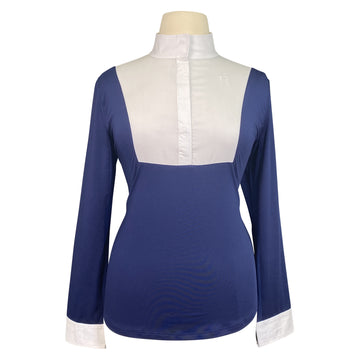 Hadley Performance Bib Front Long Sleeve Show Shirt  in Navy/White