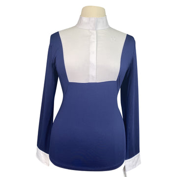 Hadley Performance Bib Front Long Sleeve Show Shirt  in White/Navy