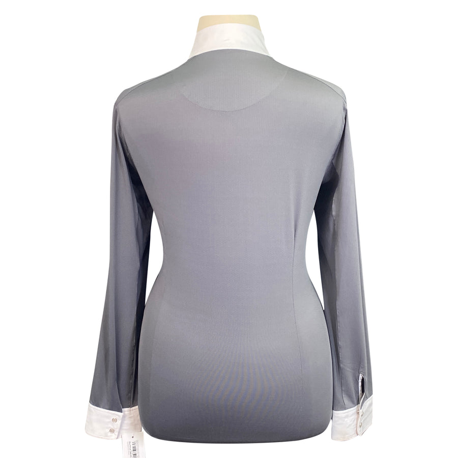 Hadley Performance Bib Front Long Sleeve Show Shirt  in White/Grey