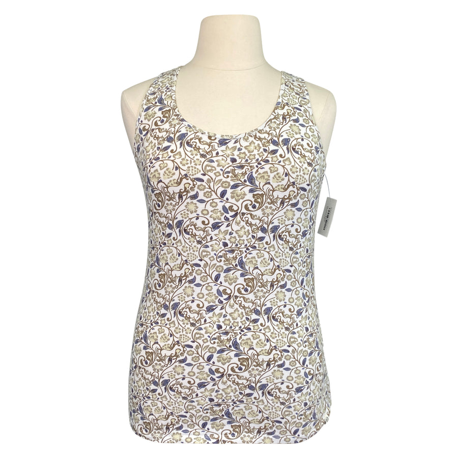 EQL By Kerrits Organic Cotton Tank in White/Horse Vines