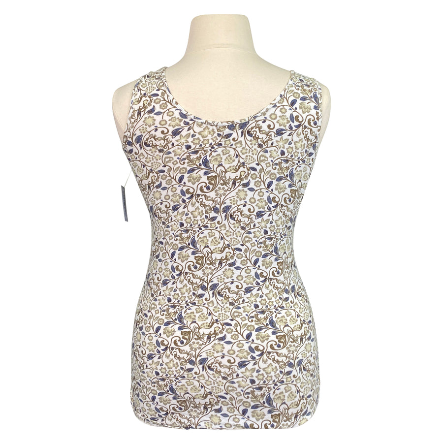 EQL By Kerrits Organic Cotton Tank in White/Horse Vines