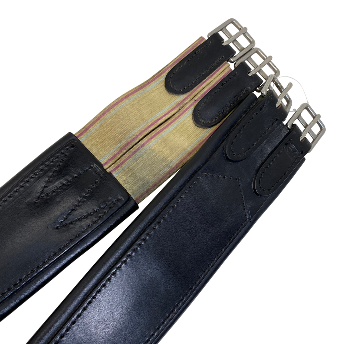 Single End Leather Overlay Girth in Black