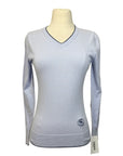 Essex Classics 'Trey' V-Neck Sweater in Light Blue - Women's XS