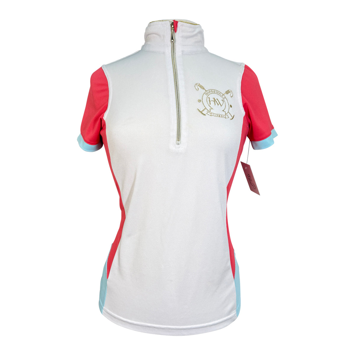 Horseware Newmarket 1/4 Zip Shirt in White/Pink