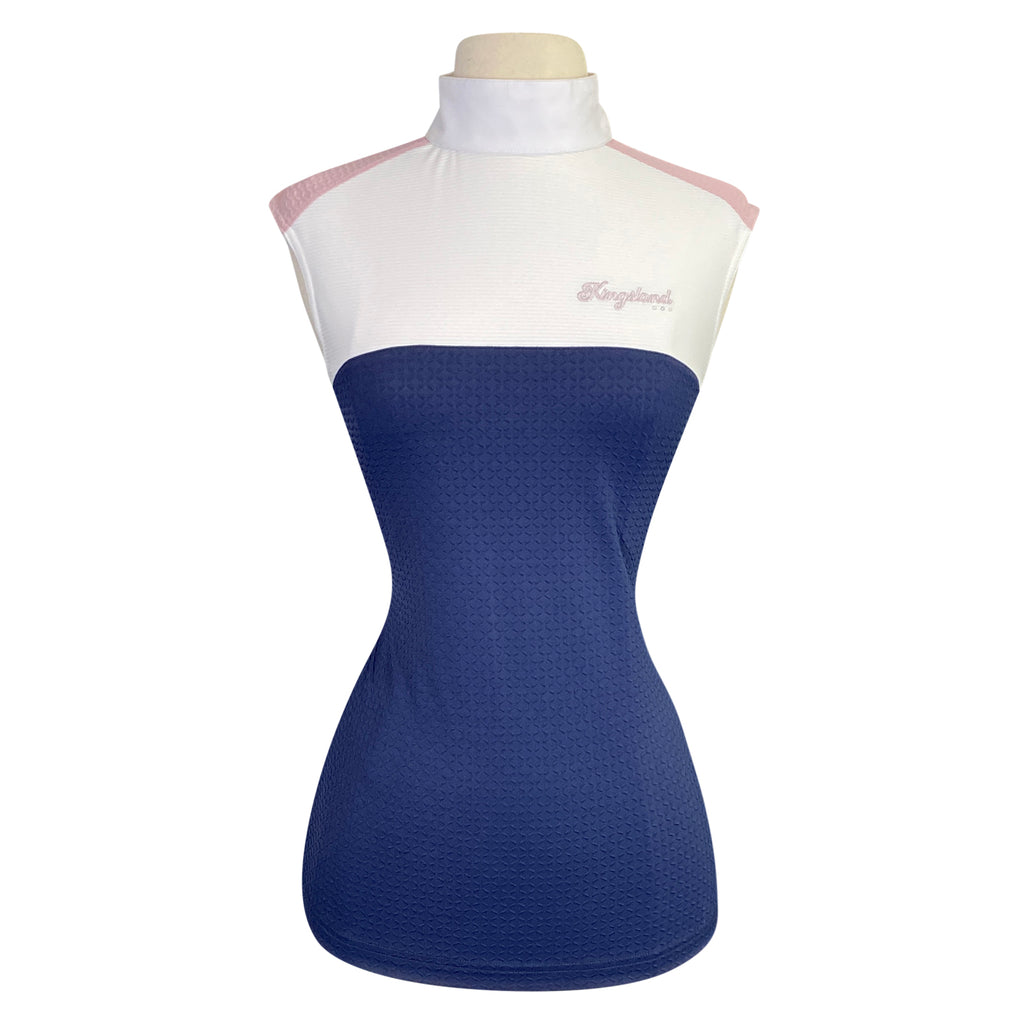 Kingsland 'Lia' Sleeveless Show Shirt in Navy/Blush/White - Women's Small