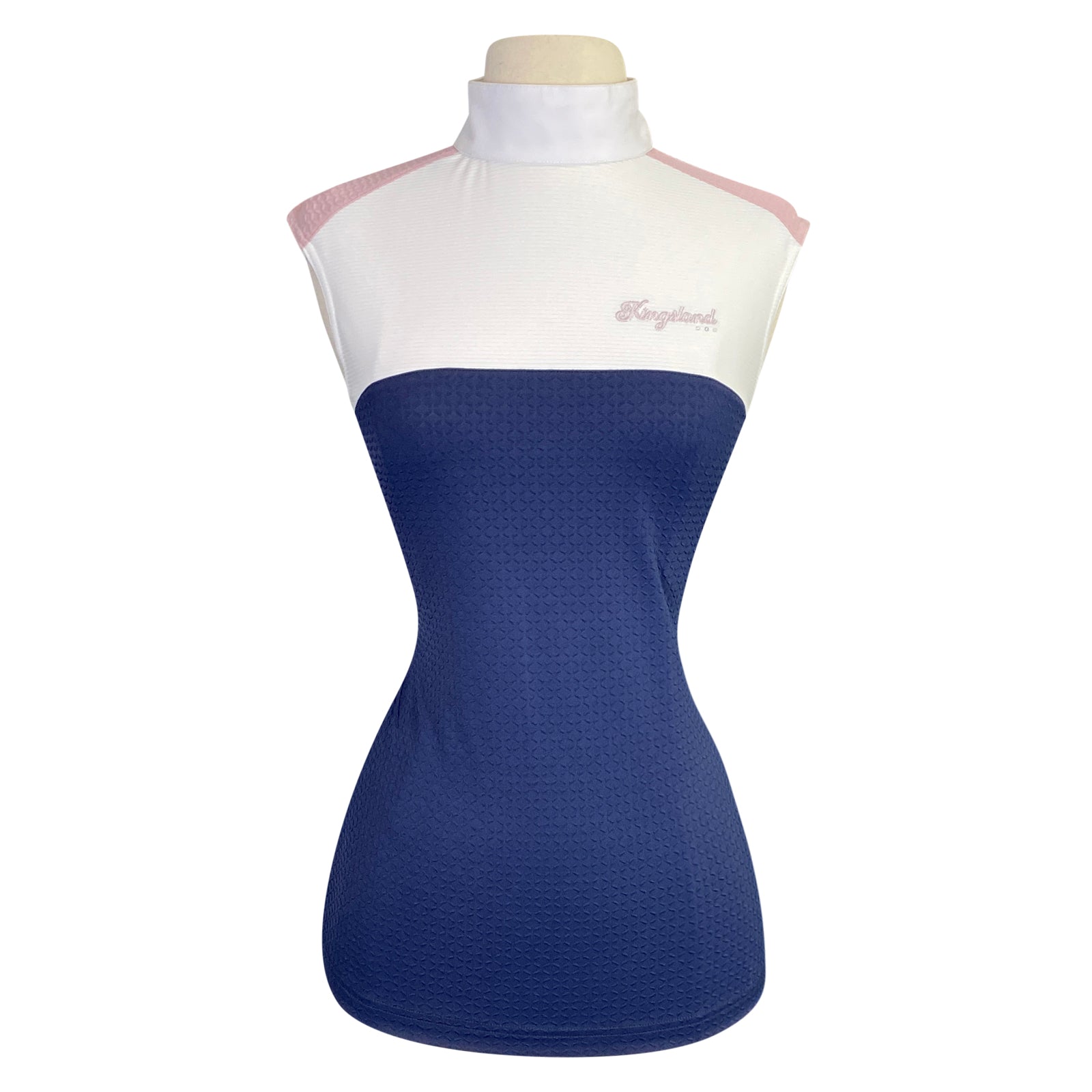 Kingsland 'Lia' Sleeveless Show Shirt in Navy/Blush/White - Women's Small