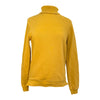 Front of Cavalleria Toscana Embossed Turtleneck Pullover Sweatshirt in Mustard - Women's XS