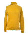 Front of Cavalleria Toscana Embossed Turtleneck Pullover Sweatshirt in Mustard - Women's Small