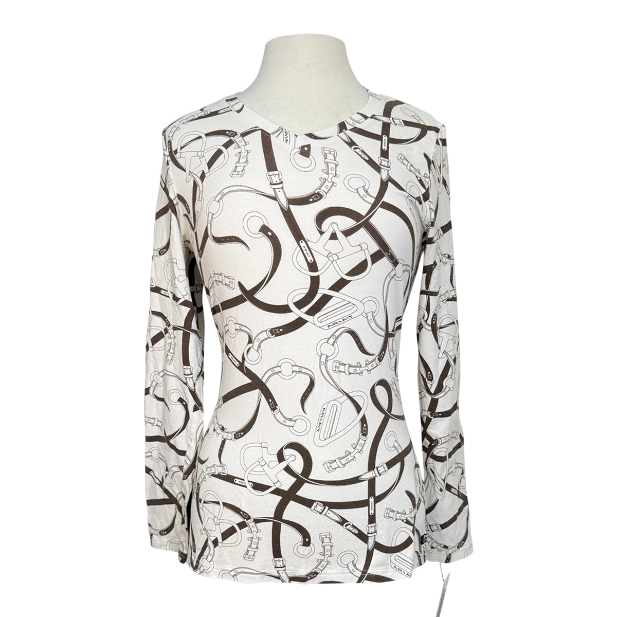 Ariat Long Sleeve Bridle Print T-Shirt in White/Brown