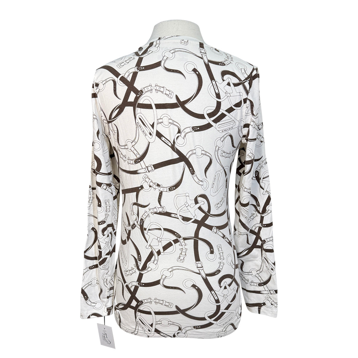 Ariat Long Sleeve Bridle Print T-Shirt in White/Brown