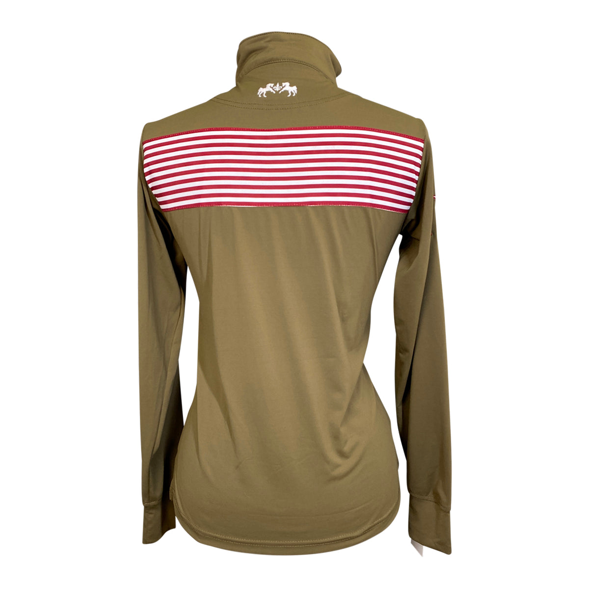 Equine Couture 'Patriot' Sport Shirt in Camel w/Red & White Stripes