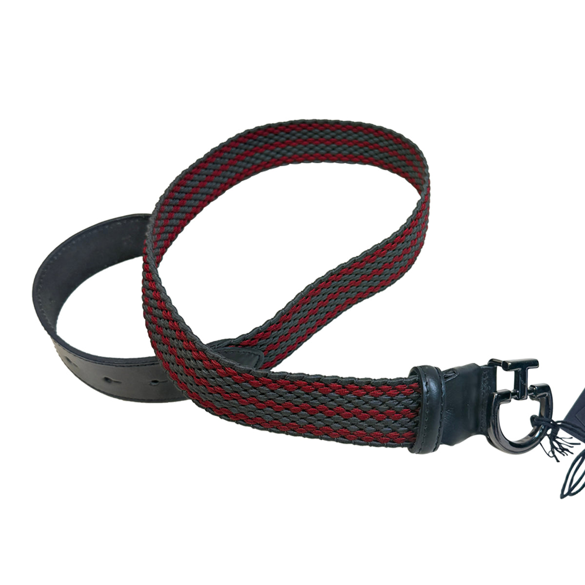 Cavalleria Toscana Braided Elastic Belt in Grey/Red Stripes