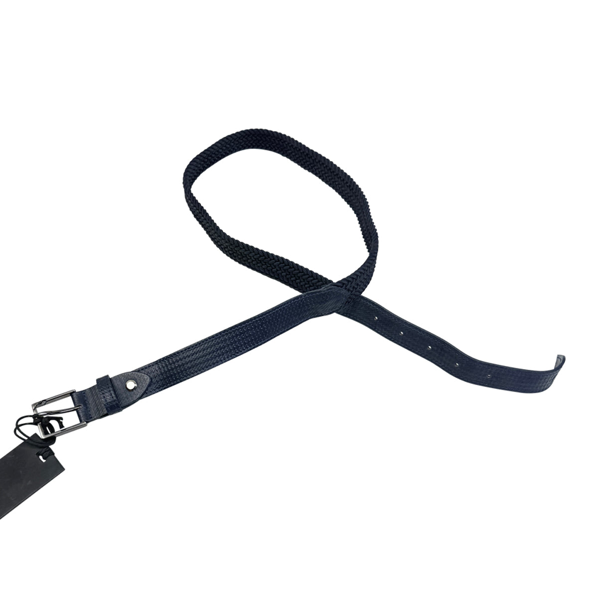 Cavalleria Toscana Houndstooth Braided Elastic Belt in Navy