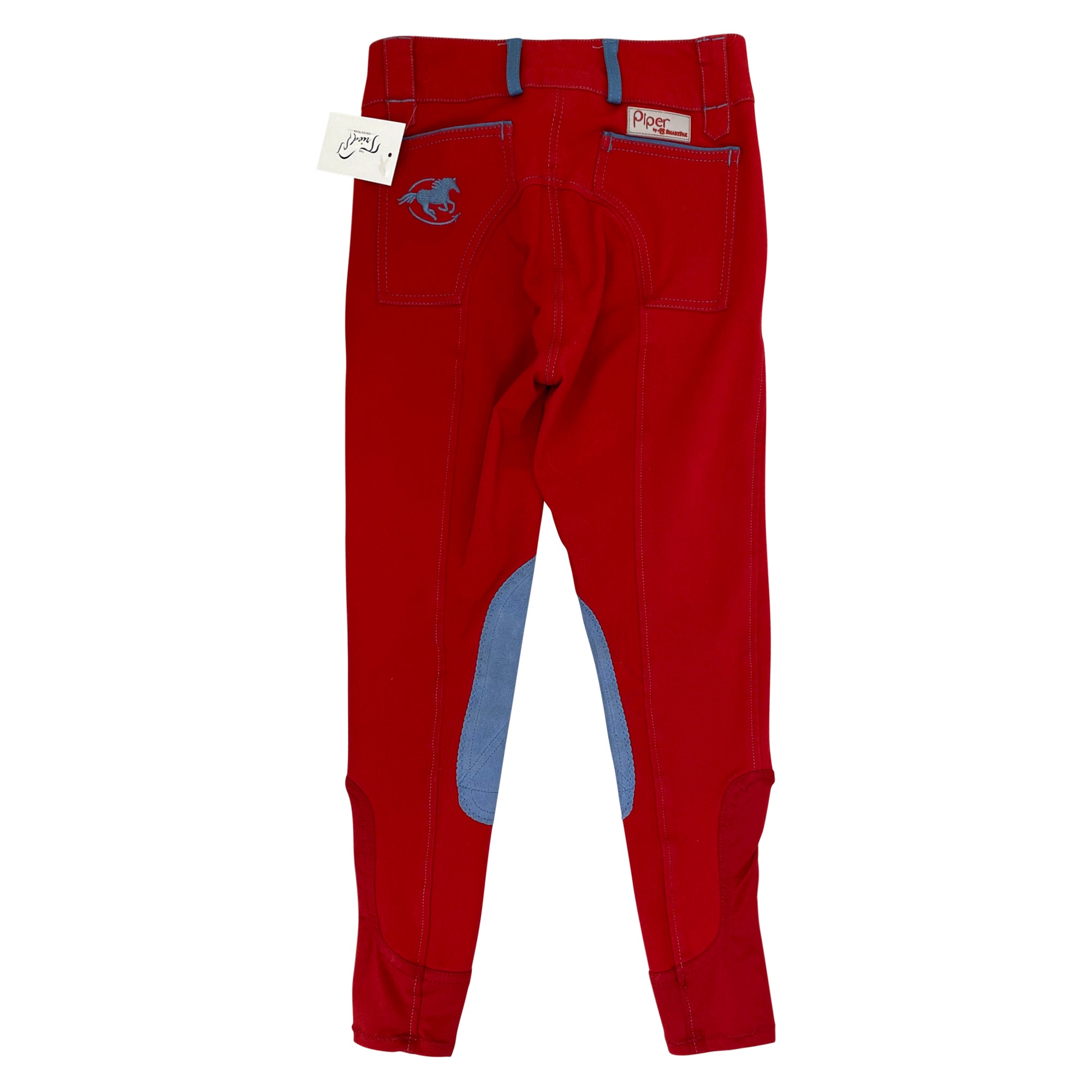 SmartPak Piper Breeches in Red Barn/Sky Blue - Women's 30R