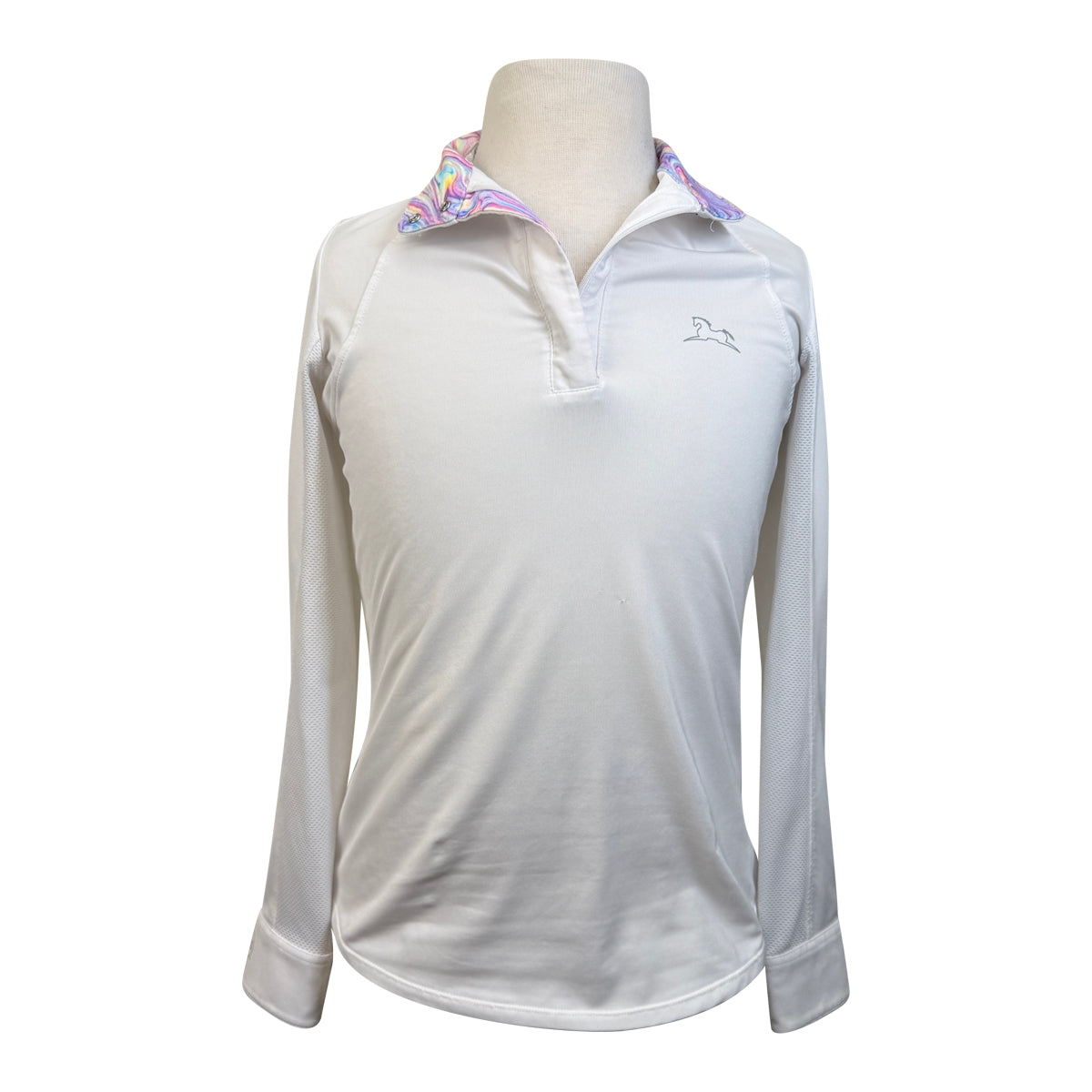 RJ Classics 'Maddie Jr' Long Sleeve Show Shirt in White/Pastel Tye Dye
