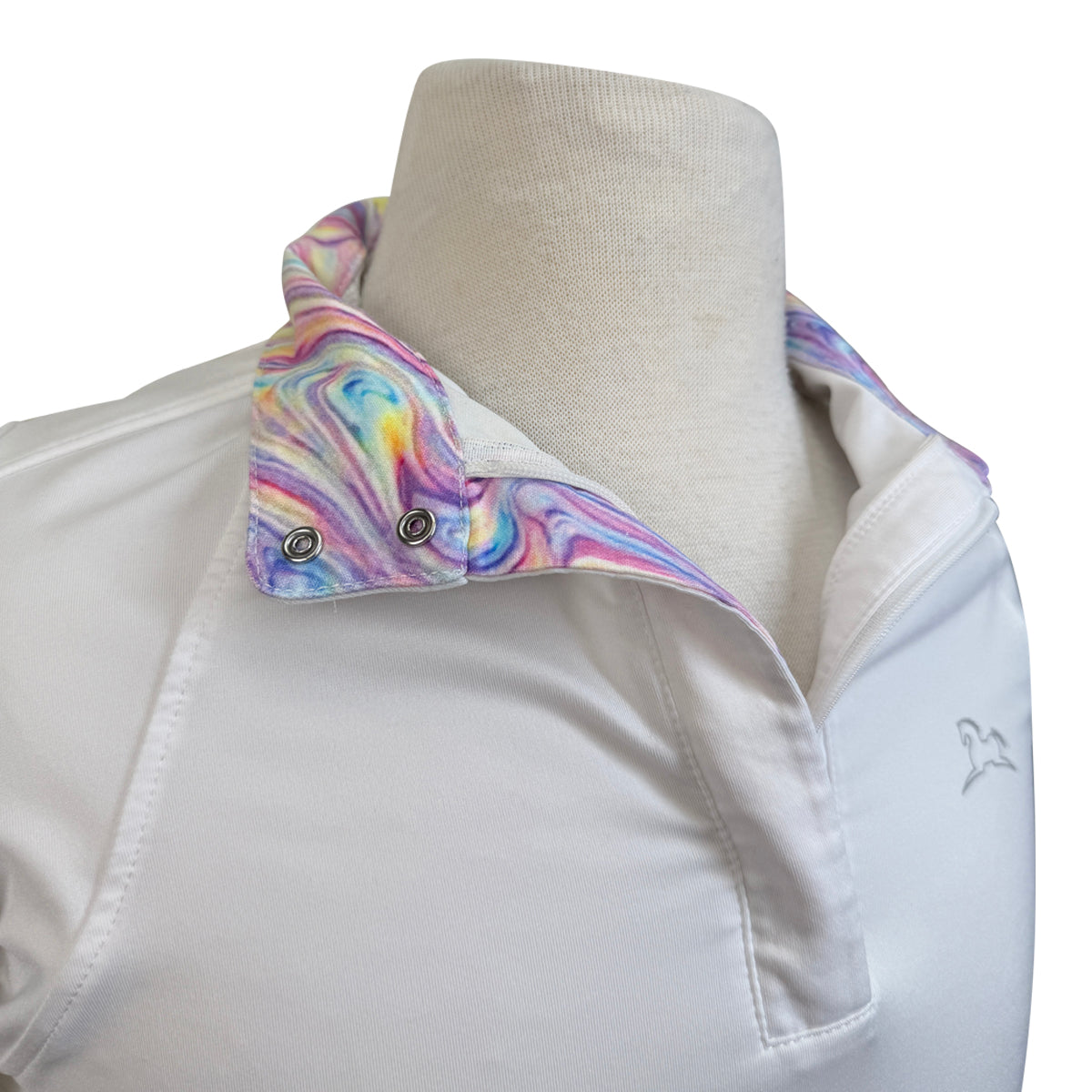 RJ Classics 'Maddie Jr' Long Sleeve Show Shirt in White/Pastel Tye Dye