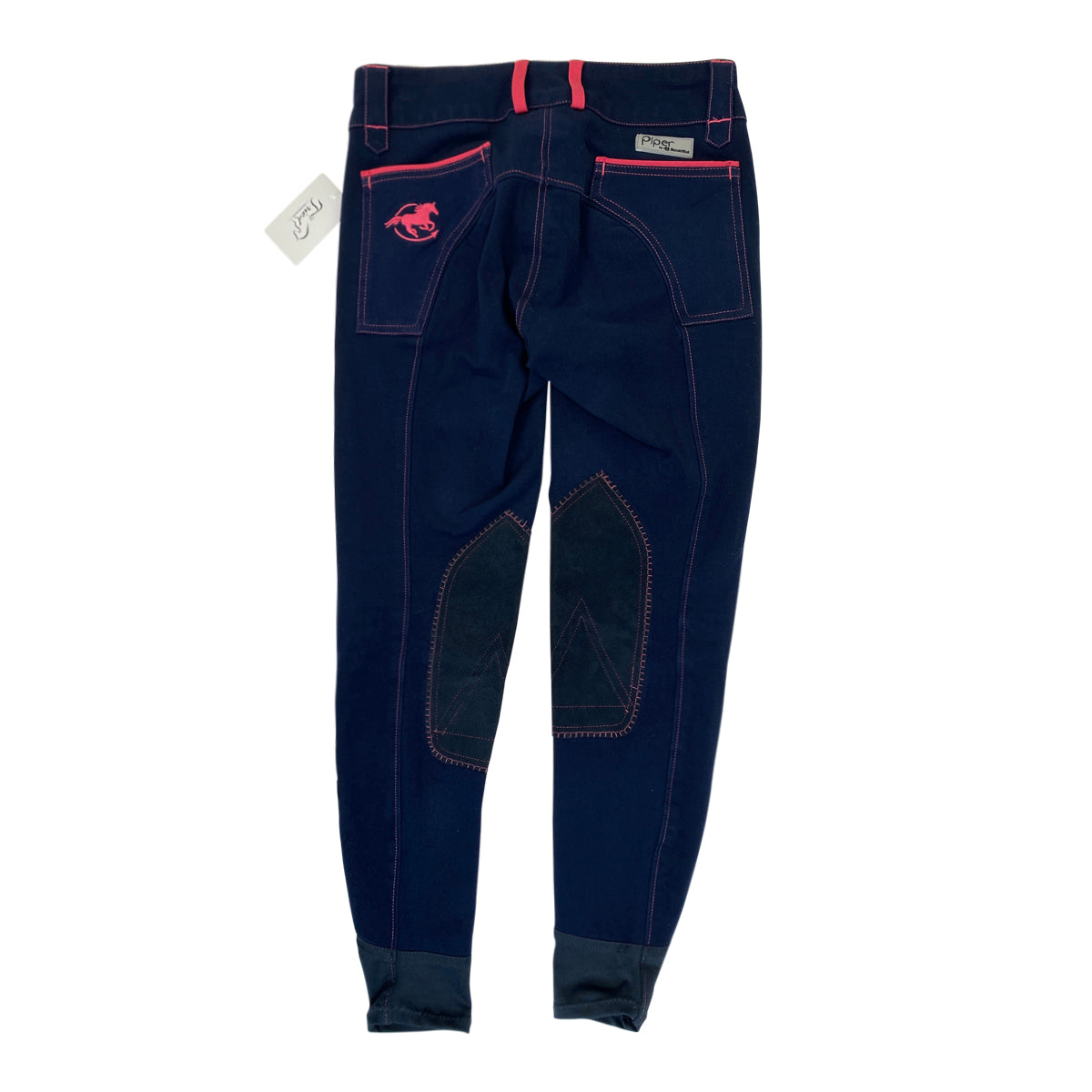 SmartPak 'Piper Evolution' Knee Patch Breeches in Navy w/Pink