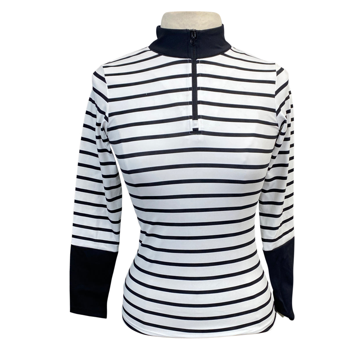 Equestrian Club 'Channel' Top in Black &amp; White Stripe
