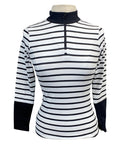 Equestrian Club 'Channel' Top in Black & White Stripe