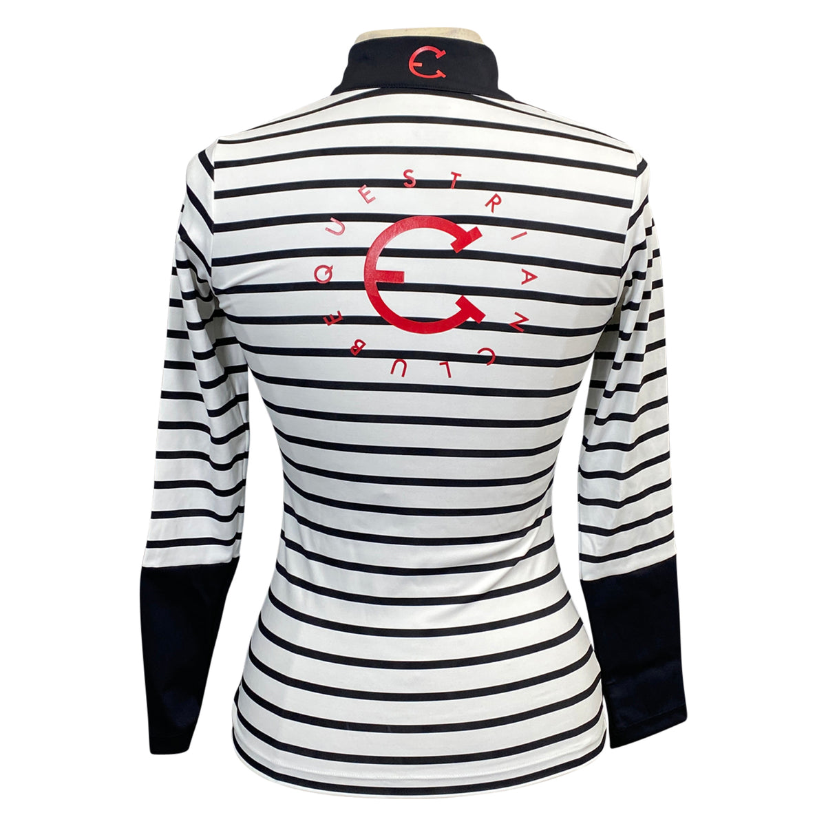 Equestrian Club 'Channel' Top in Black &amp; White Stripe