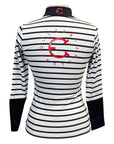 Equestrian Club 'Channel' Top in Black & White Stripe