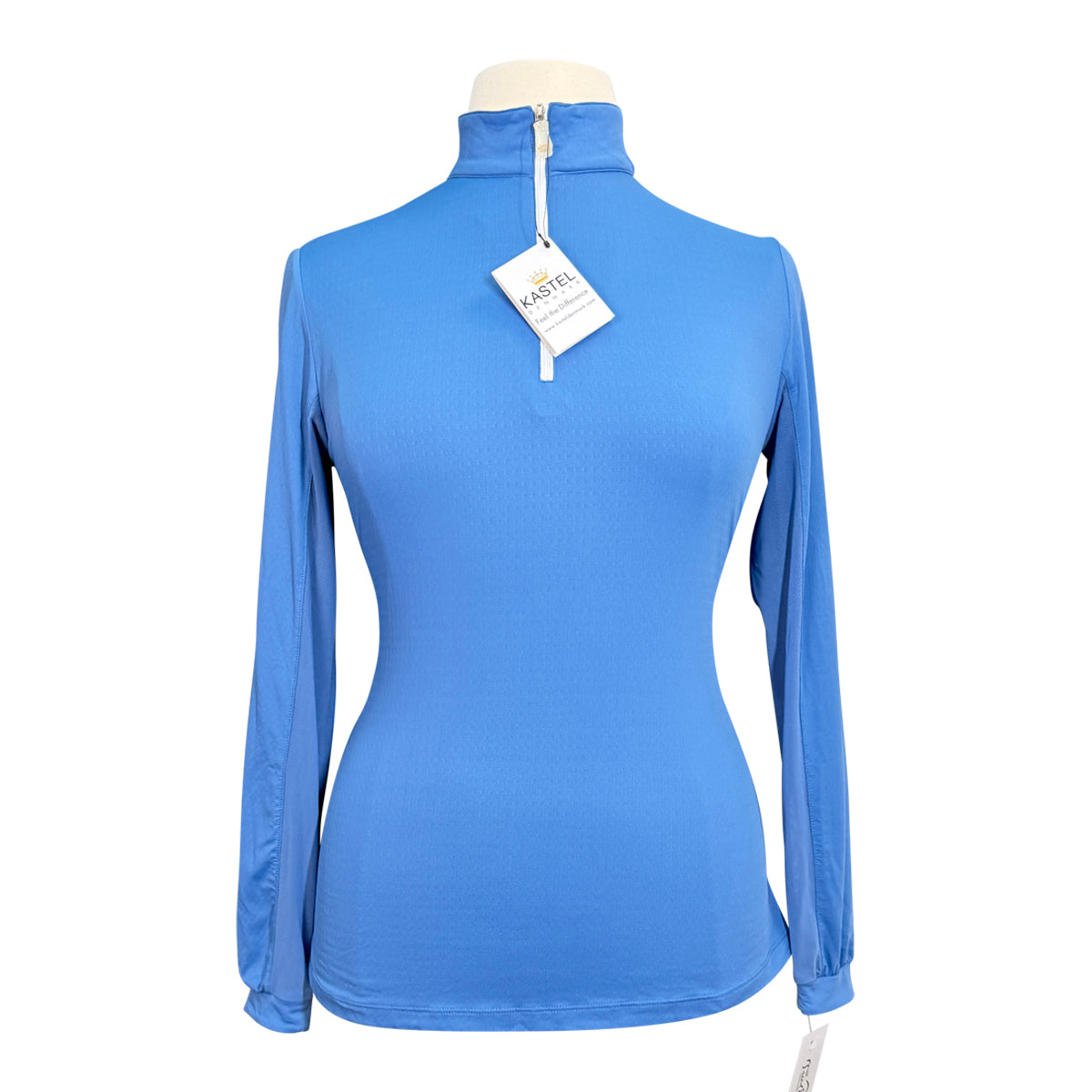 Kastel Long Sleeve Zip Shirt in Coral Blue