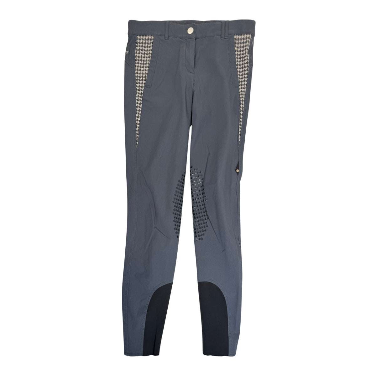 Equiline Knee Patch Breeches in Grey w/ Houndstooth